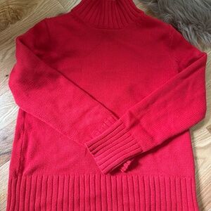 J crew Red Ribbed Turtleneck Pullover